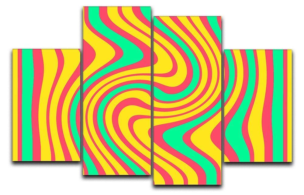 Funky Stripes Swirl 4 4 Split Panel Canvas  - Canvas Art Rocks - 1