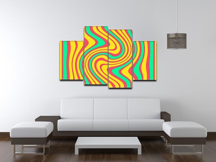 Funky Stripes Swirl 4 4 Split Panel Canvas - Canvas Art Rocks - 3
