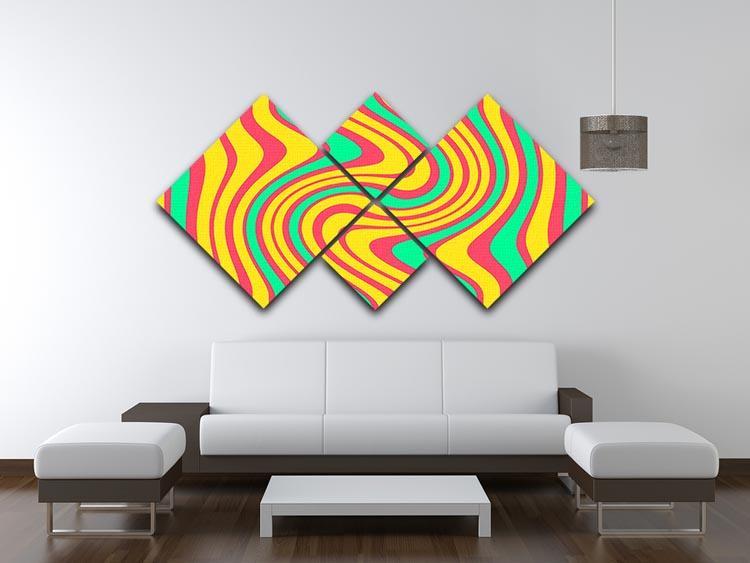 Funky Stripes Swirl 4 4 Square Multi Panel Canvas - Canvas Art Rocks - 3