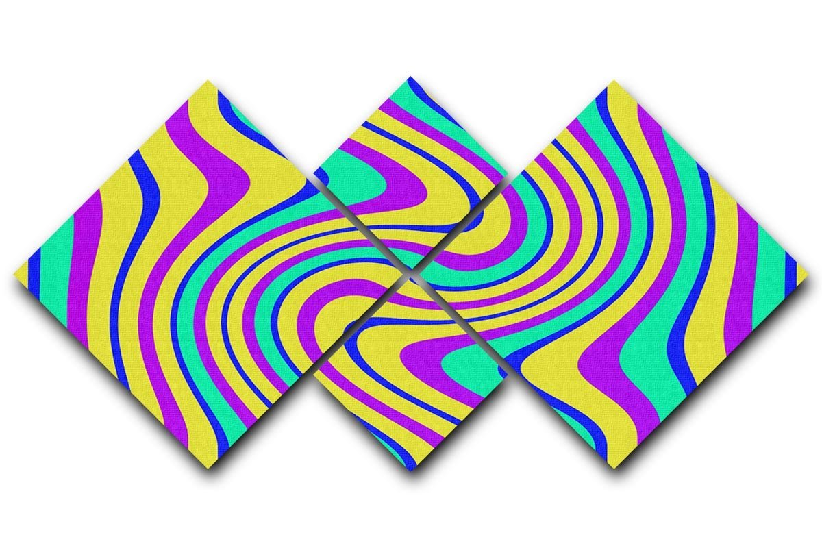 Funky Stripes Swirl 4 Square Multi Panel Canvas  - Canvas Art Rocks - 1