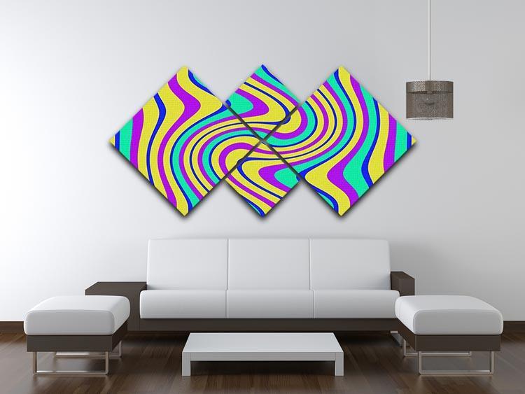 Funky Stripes Swirl 4 Square Multi Panel Canvas - Canvas Art Rocks - 3