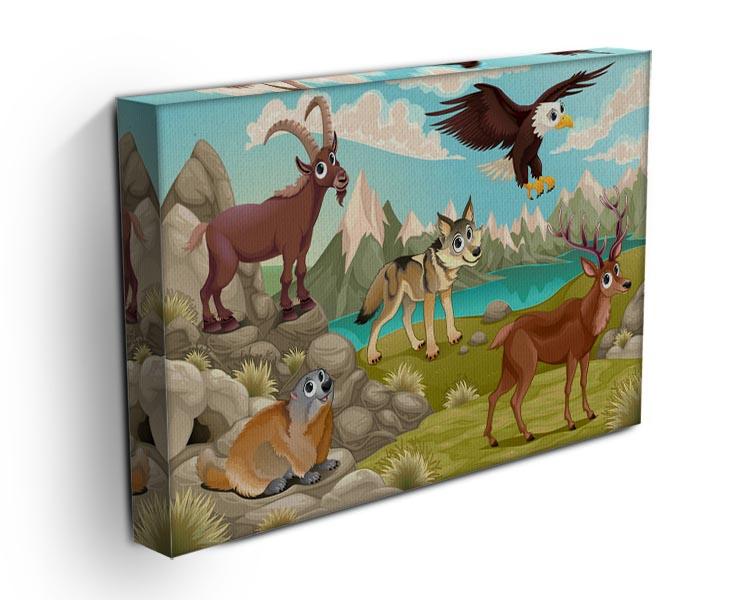 Funny animals in a mountain landscape Canvas Print or Poster - Canvas Art Rocks - 3