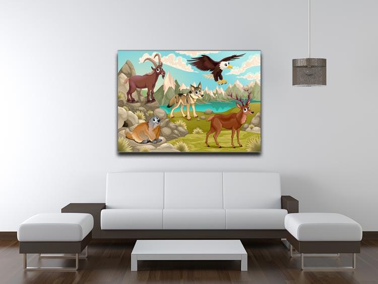 Funny animals in a mountain landscape Canvas Print or Poster - Canvas Art Rocks - 4