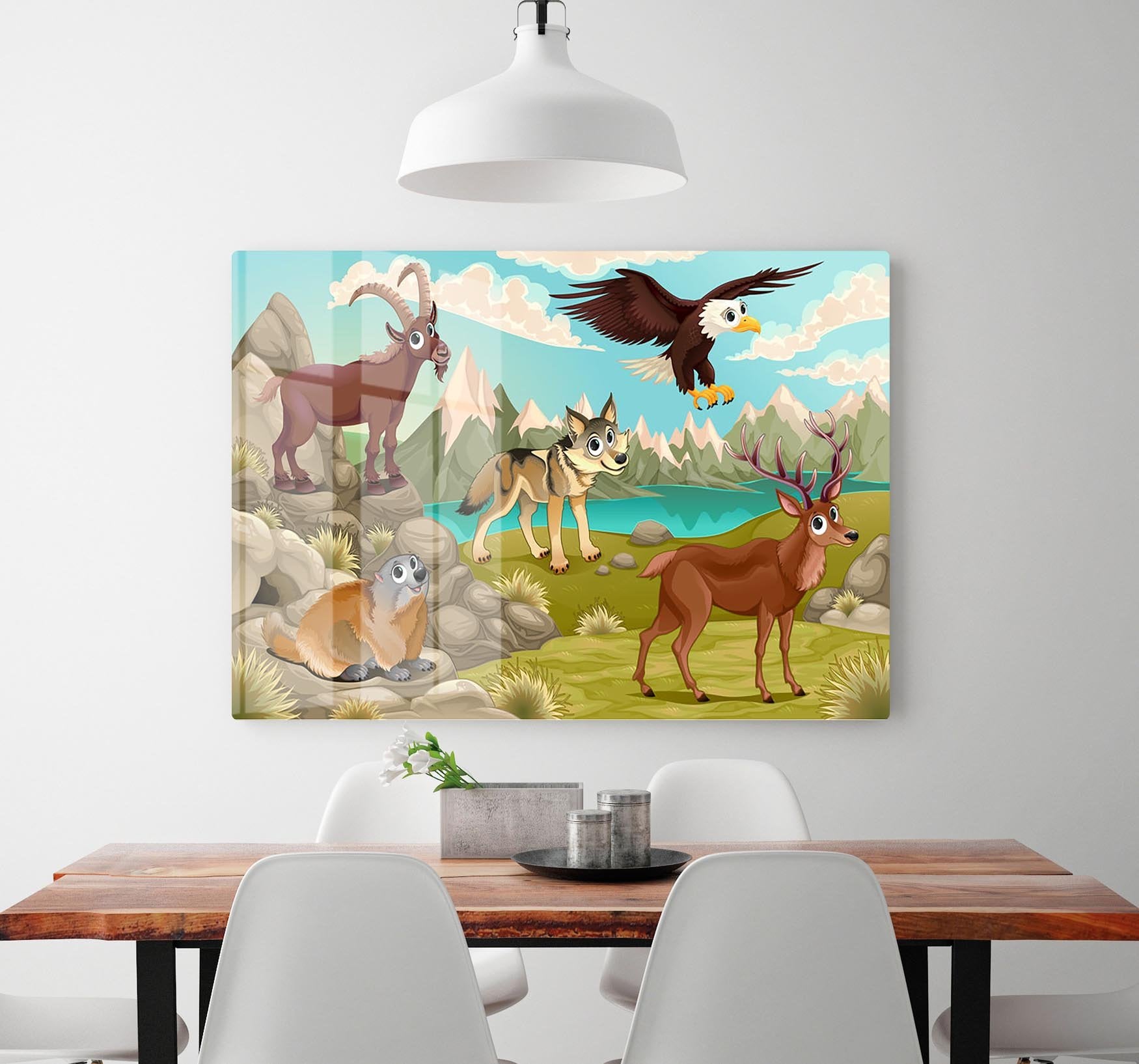 Funny animals in a mountain landscape HD Metal Print - Canvas Art Rocks - 2