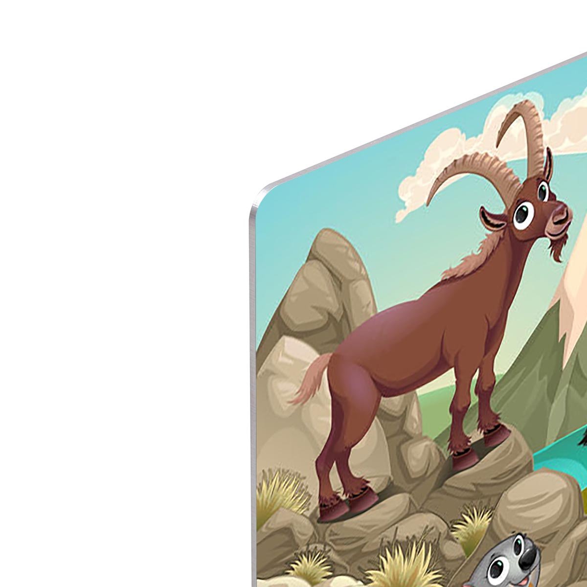 Funny animals in a mountain landscape HD Metal Print - Canvas Art Rocks - 4