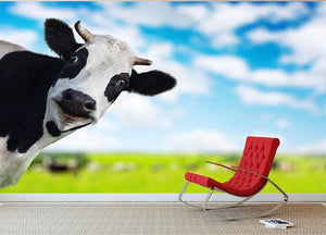 Funny cow looking to a camera Wall Mural Wallpaper - Canvas Art Rocks - 2