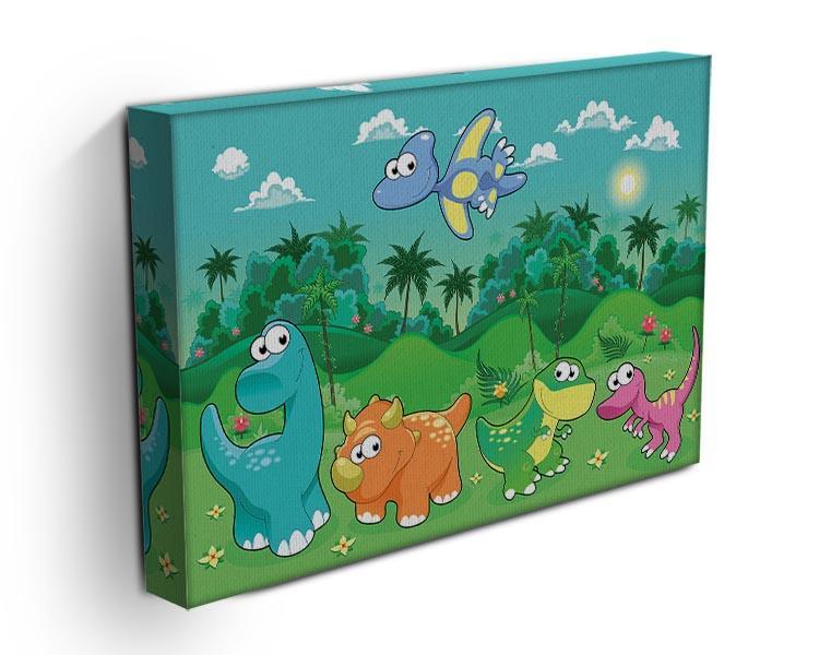 Funny dinosaurs in the forest Canvas Print or Poster - Canvas Art Rocks - 3