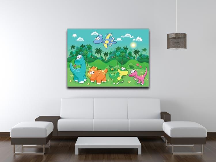 Funny dinosaurs in the forest Canvas Print or Poster - Canvas Art Rocks - 4
