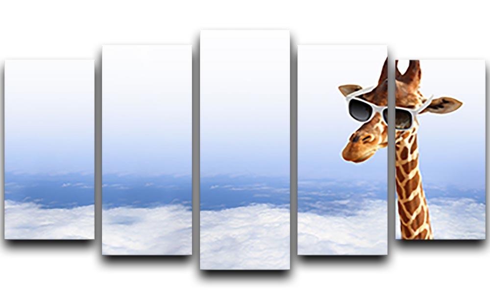 Funny giraffe with sunglasses coming out of the clouds 5 Split Panel Canvas - Canvas Art Rocks - 1