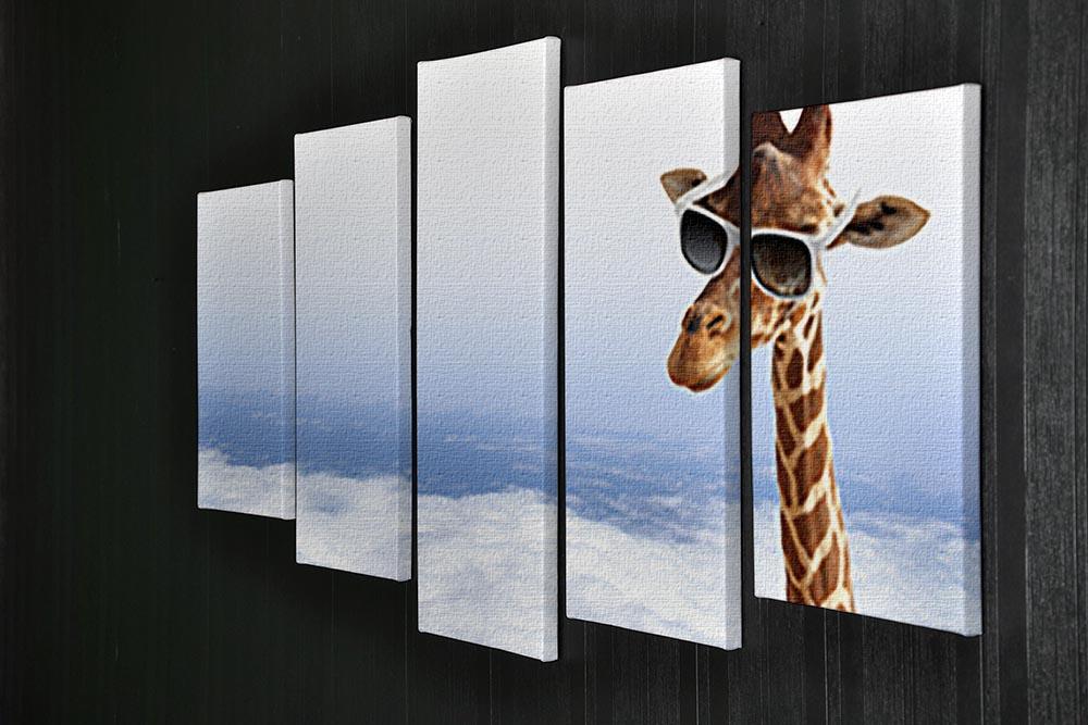 Funny giraffe with sunglasses coming out of the clouds 5 Split Panel Canvas - Canvas Art Rocks - 2