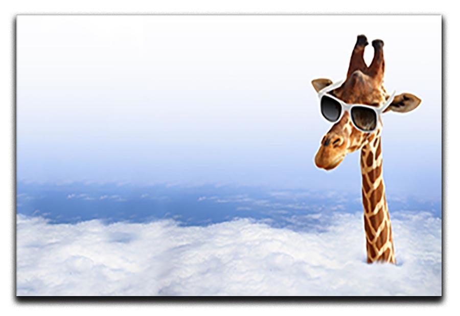 Funny giraffe with sunglasses coming out of the clouds Canvas Print or Poster - Canvas Art Rocks - 1