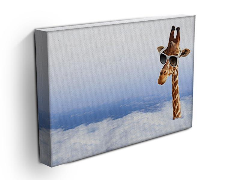 Funny giraffe with sunglasses coming out of the clouds Canvas Print or Poster - Canvas Art Rocks - 3