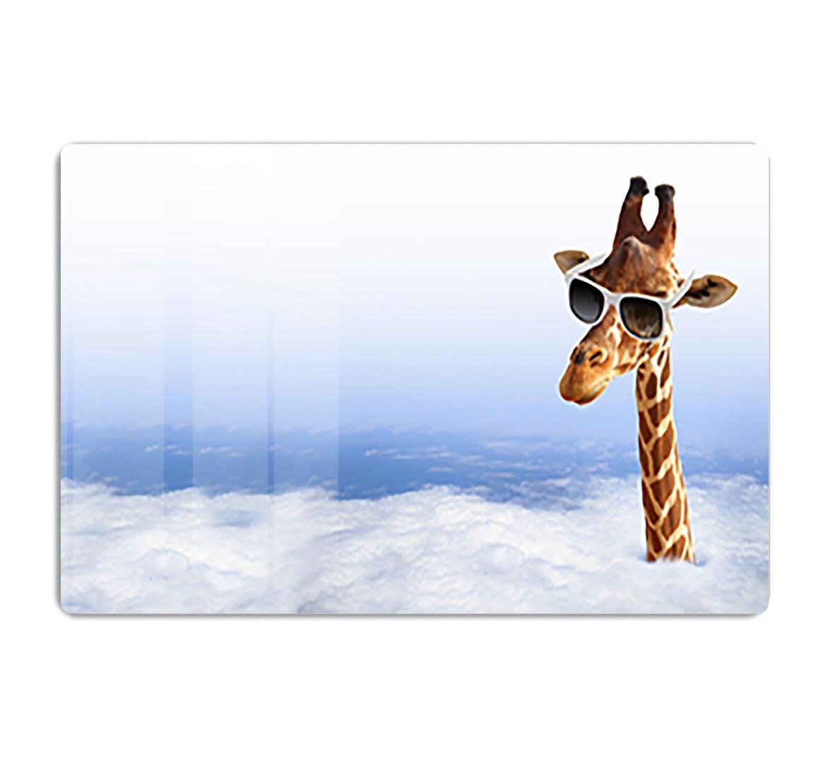 Funny giraffe with sunglasses coming out of the clouds HD Metal Print - Canvas Art Rocks - 1