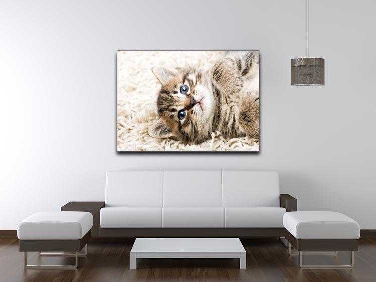 Funny kitten in carpet Canvas Print or Poster - Canvas Art Rocks - 4