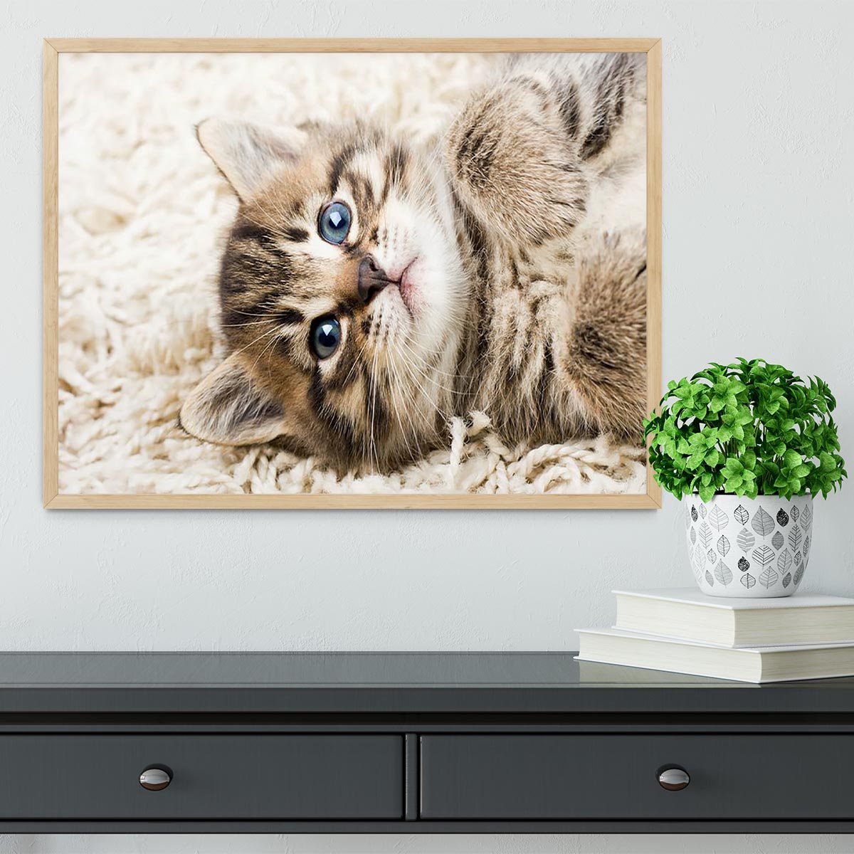 Funny kitten in carpet Framed Print - Canvas Art Rocks - 4
