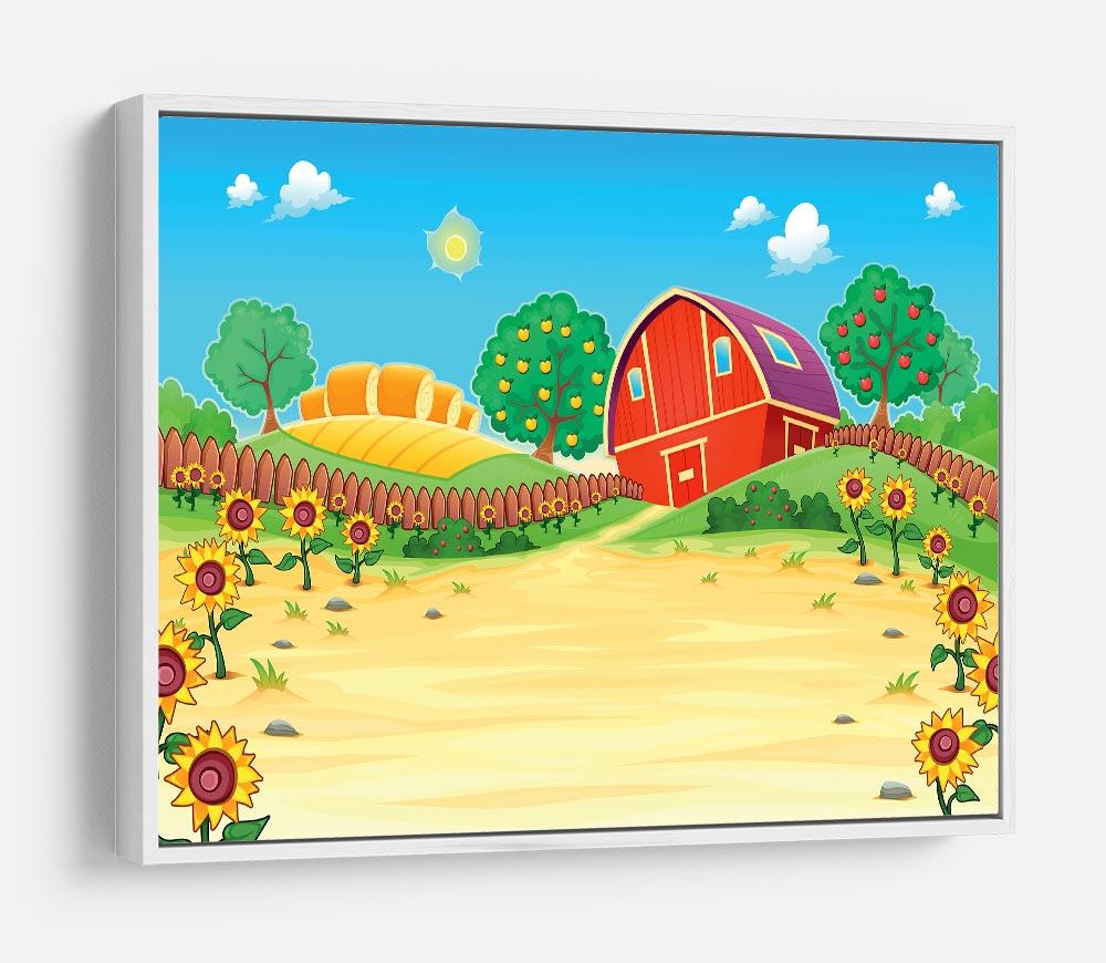 Funny landscape with the farm and sunflowers HD Metal Print - Canvas Art Rocks - 7