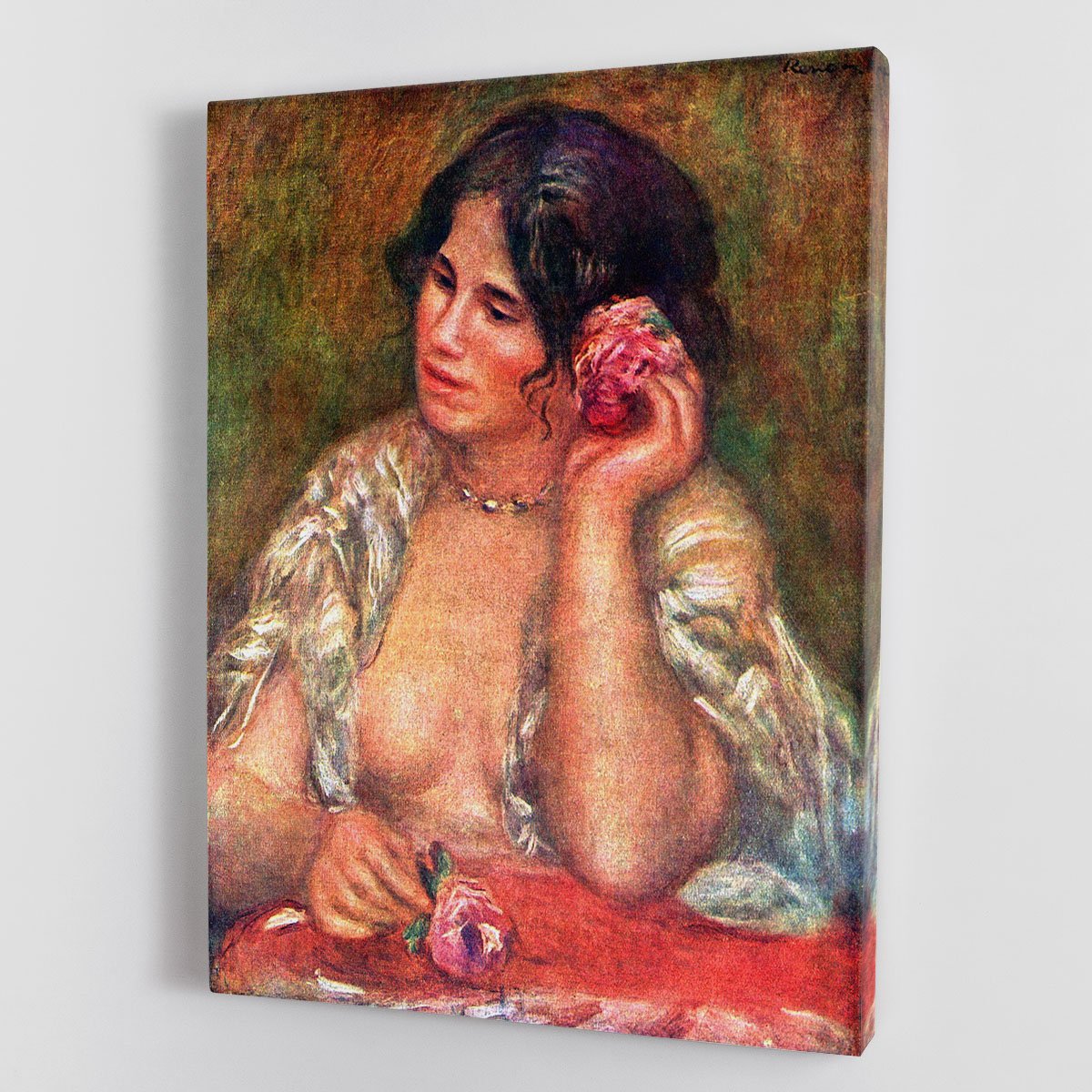 Gabriele with a rose by Renoir Canvas Print or Poster