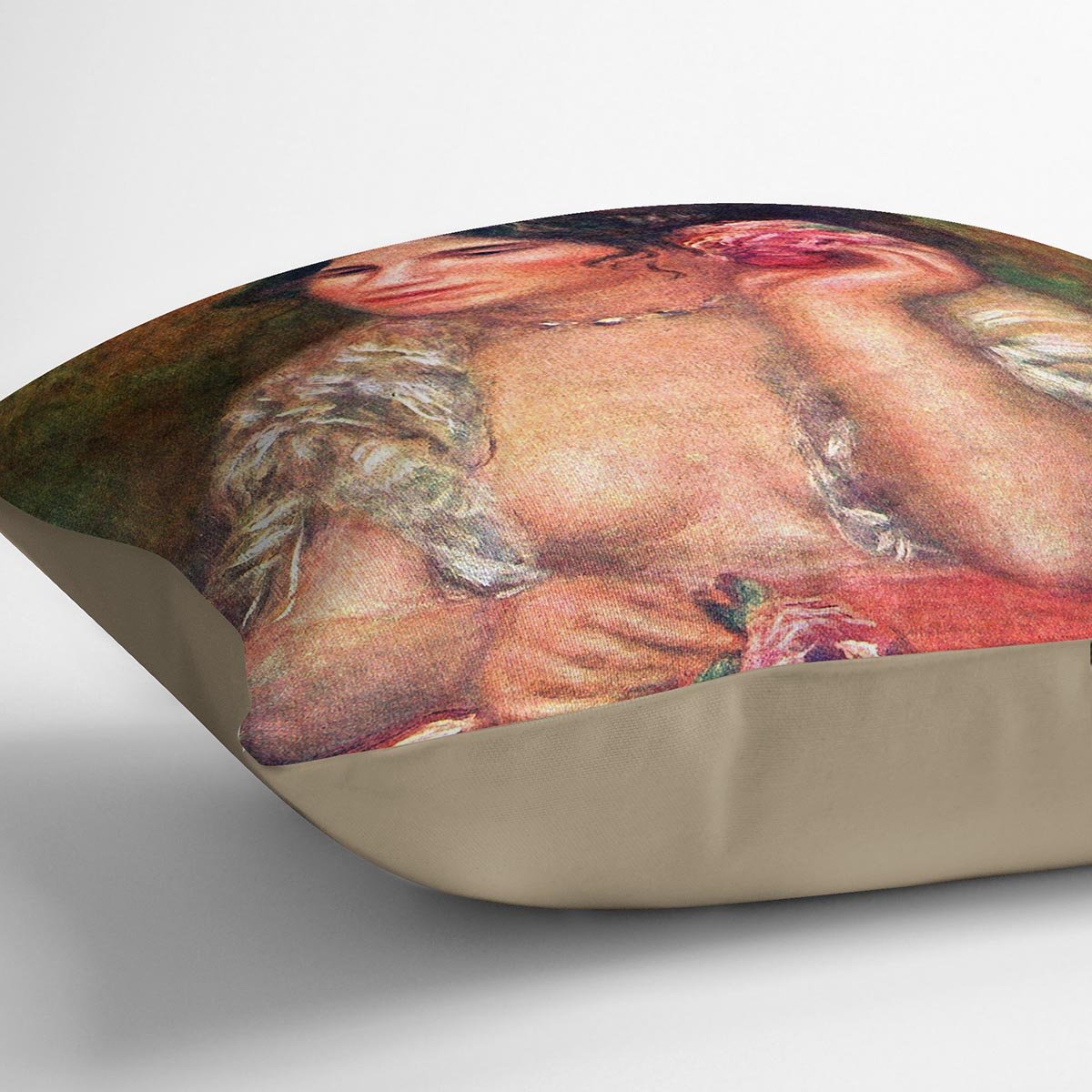 Gabriele with a rose by Renoir Throw Pillow