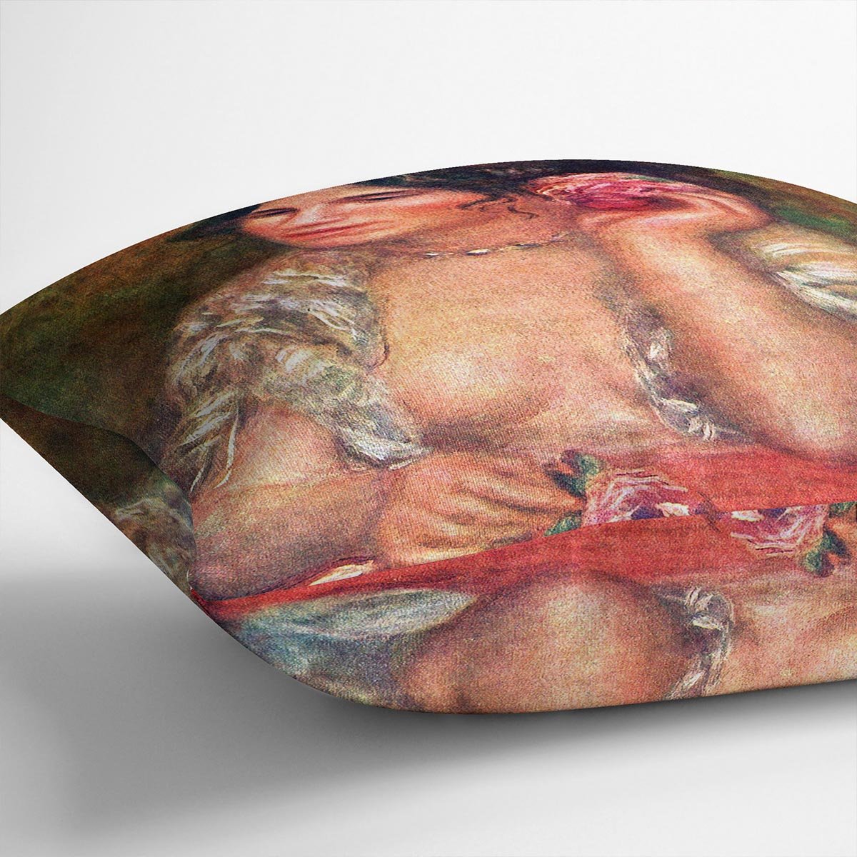 Gabriele with a rose by Renoir Throw Pillow