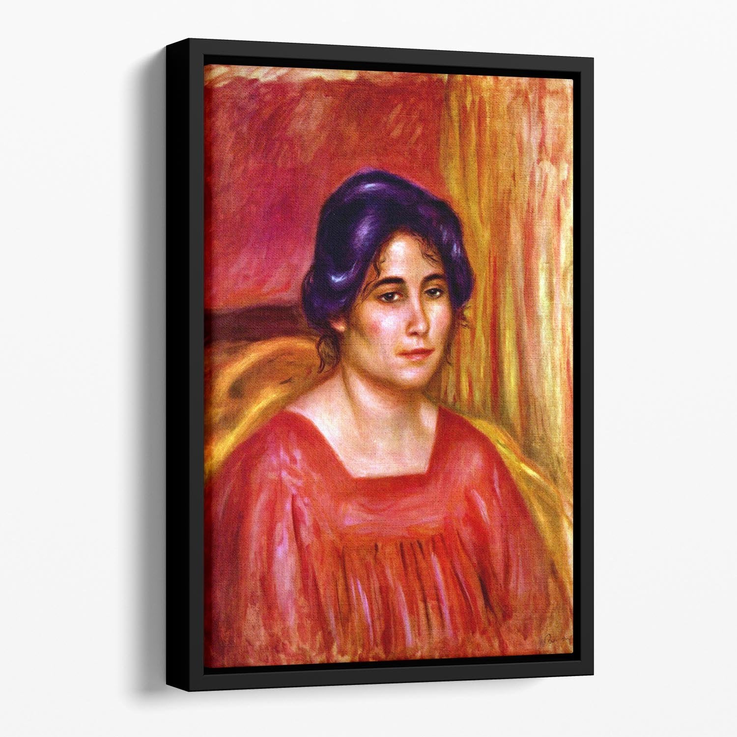 Gabrielle with red blouse by Renoir Floating Framed Canvas