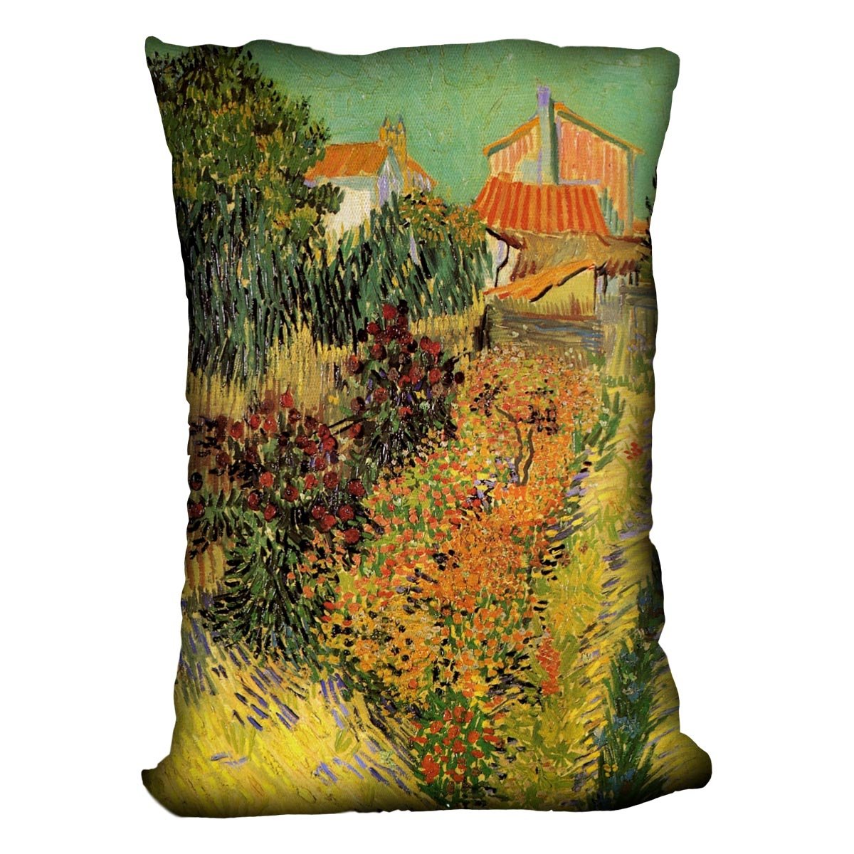Garden Behind a House by Van Gogh Throw Pillow