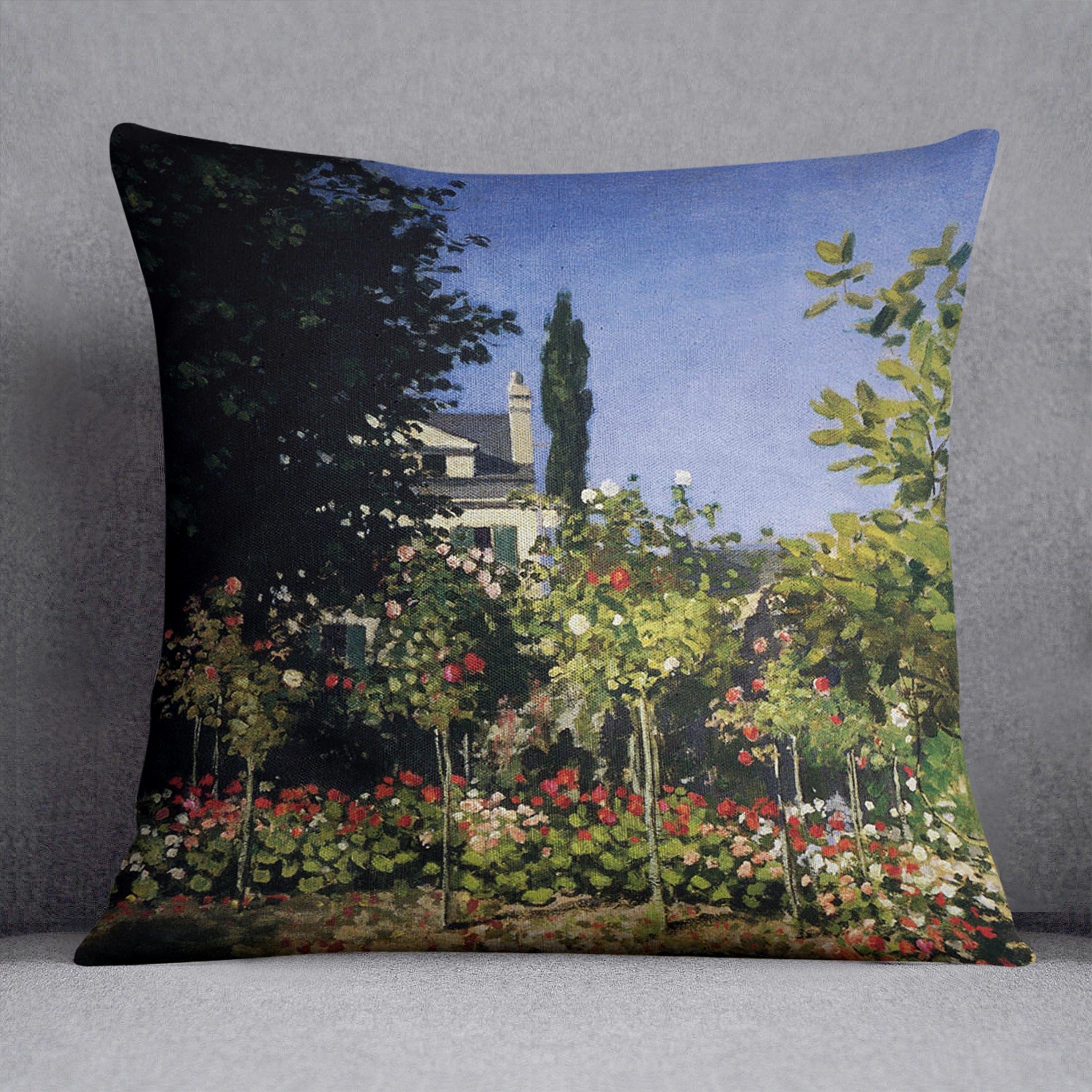 Garden In Flower At Sainte Adresse by Monet Throw Pillow