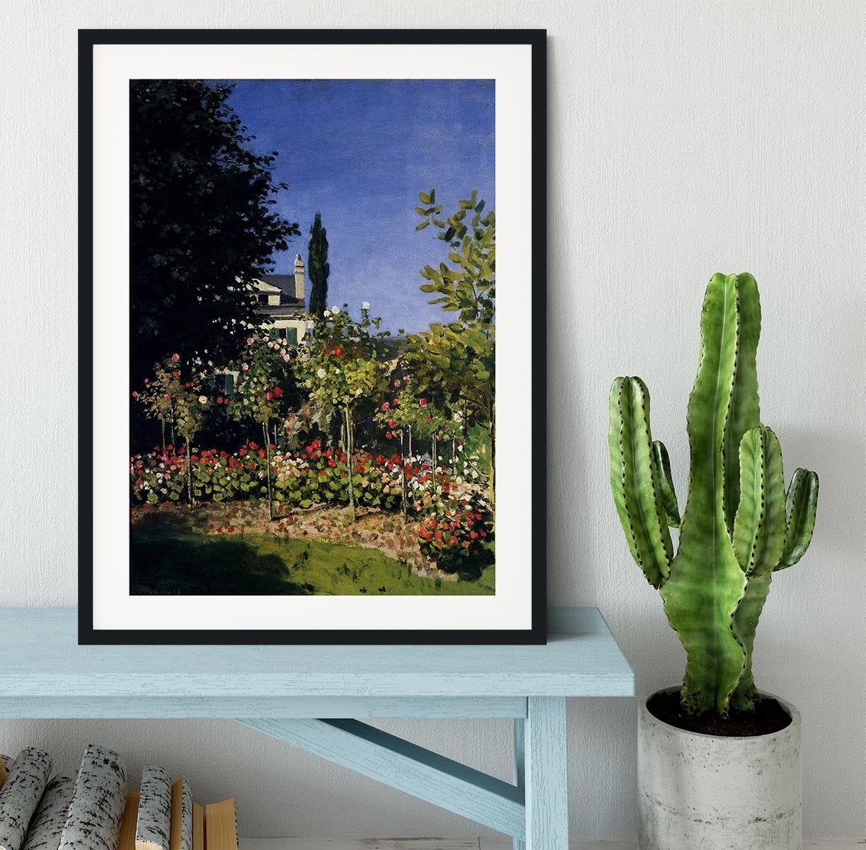 Garden In Flower At Sainte Adresse by Monet Framed Print - Canvas Art Rocks - 1