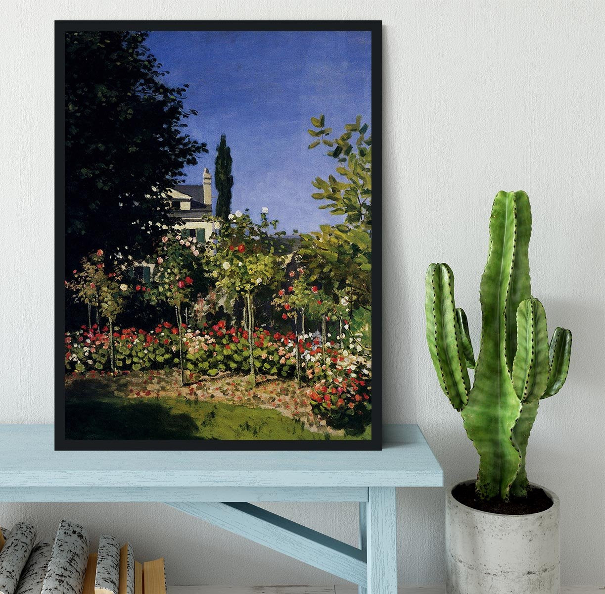 Garden In Flower At Sainte Adresse by Monet Framed Print - Canvas Art Rocks - 2
