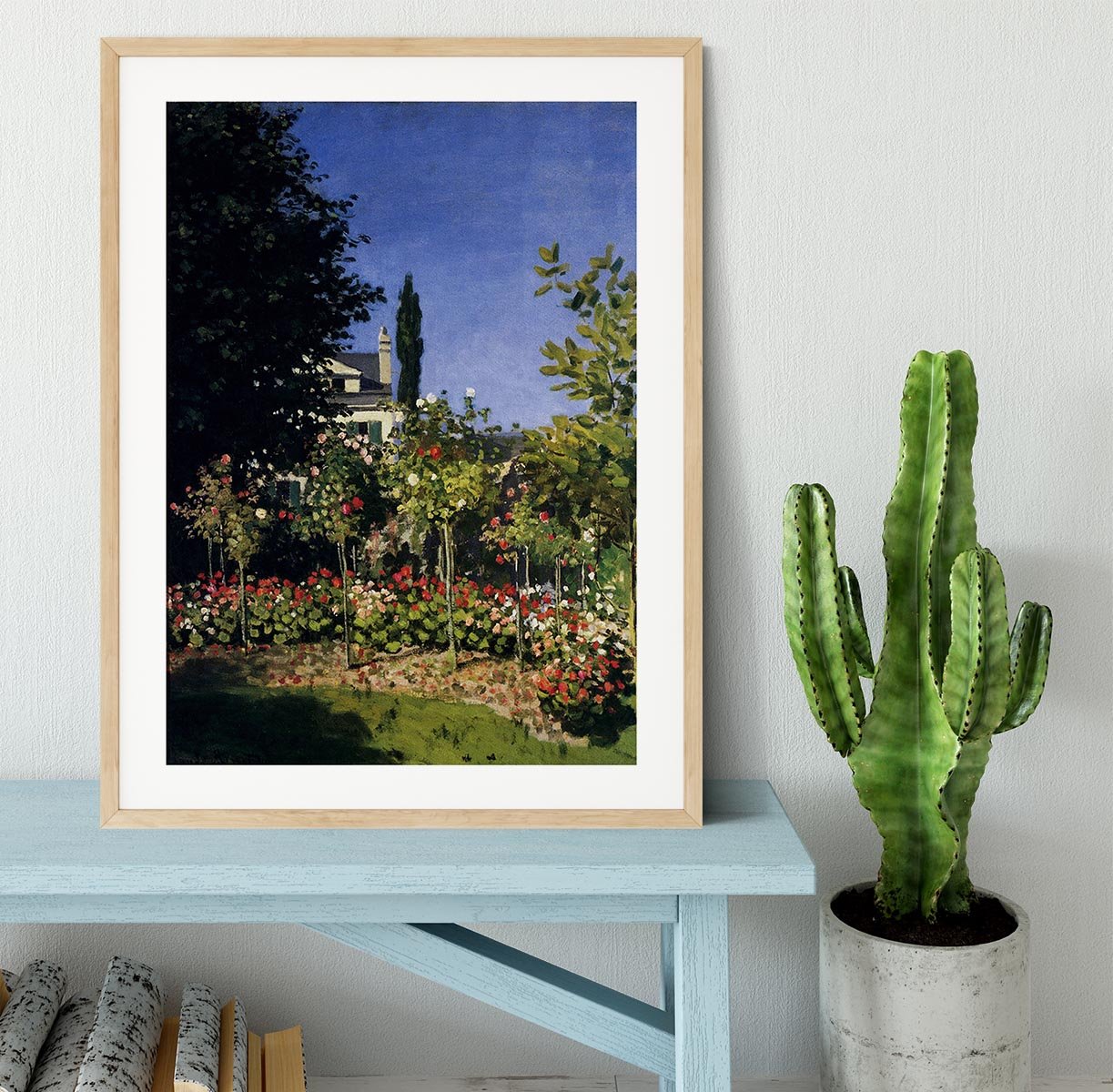 Garden In Flower At Sainte Adresse by Monet Framed Print - Canvas Art Rocks - 3