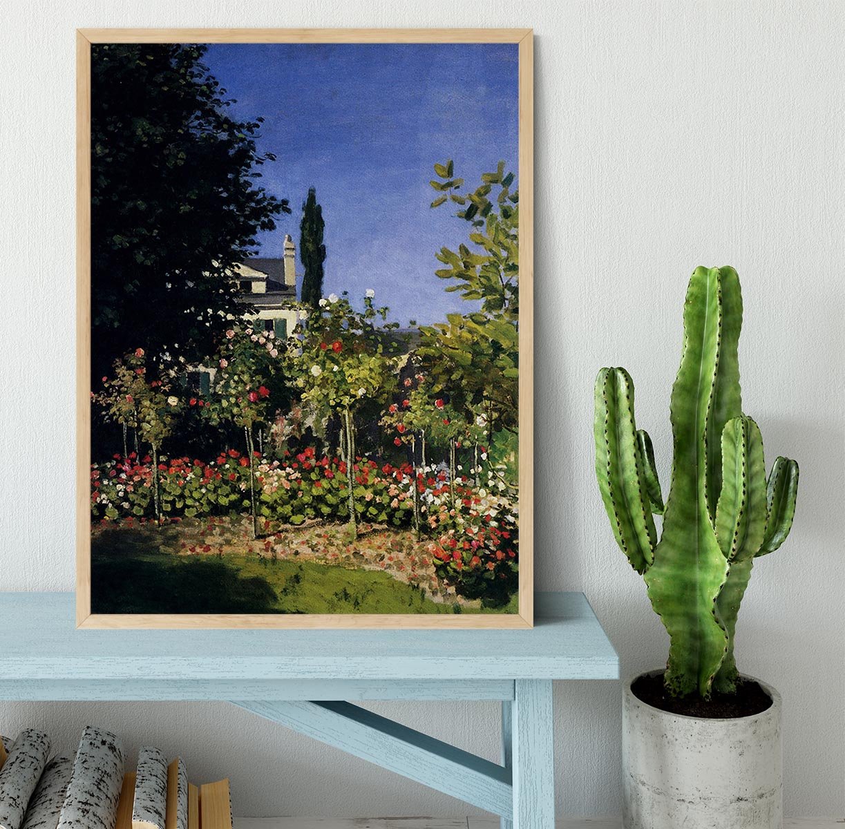 Garden In Flower At Sainte Adresse by Monet Framed Print - Canvas Art Rocks - 4