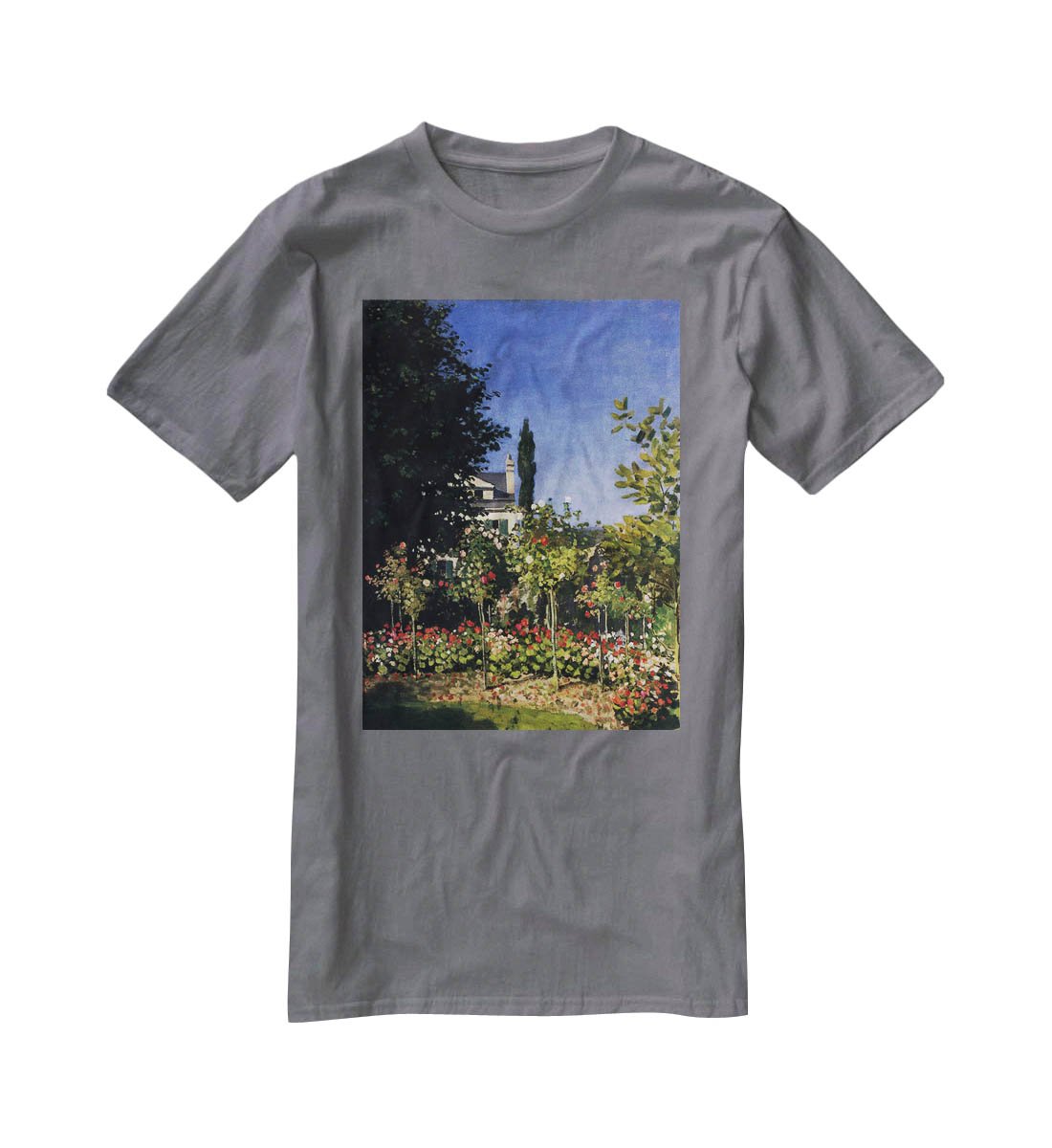 Garden In Flower At Sainte Adresse by Monet T-Shirt - Canvas Art Rocks - 3