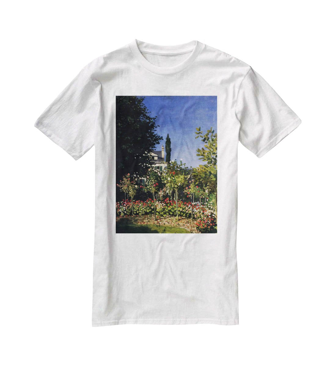 Garden In Flower At Sainte Adresse by Monet T-Shirt - Canvas Art Rocks - 5