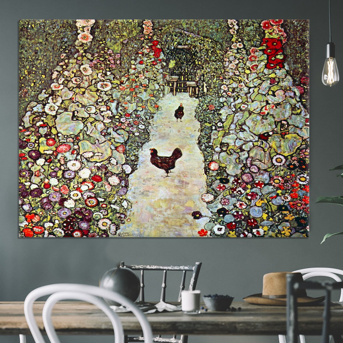 Garden Path with Chickens by Klimt Canvas Print or Poster