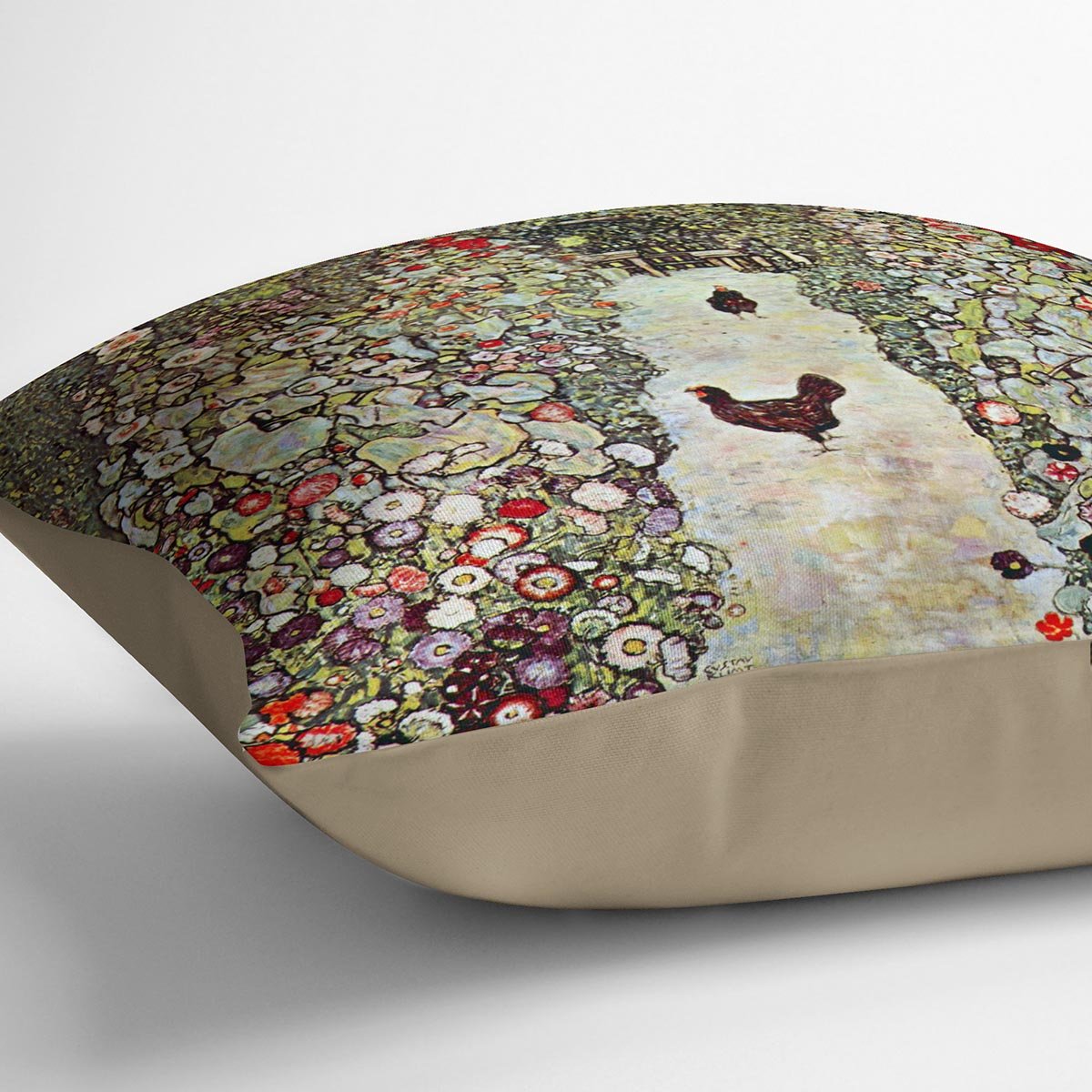 Garden Path with Chickens by Klimt Throw Pillow