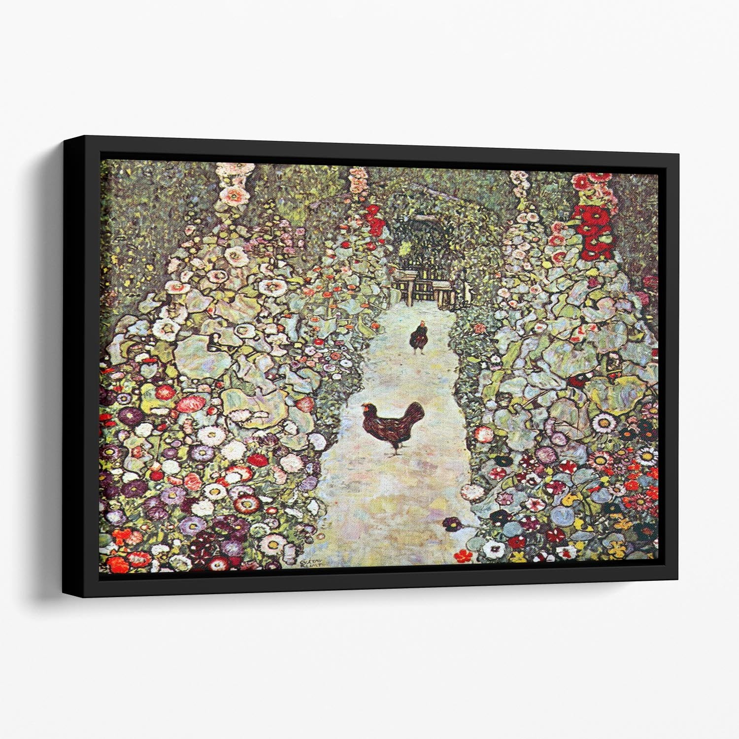 Garden Path with Chickens by Klimt Floating Framed Canvas