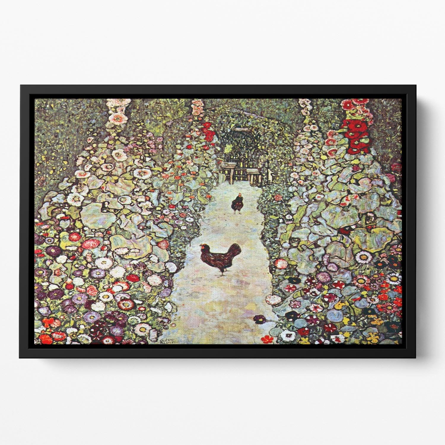 Garden Path with Chickens by Klimt Floating Framed Canvas