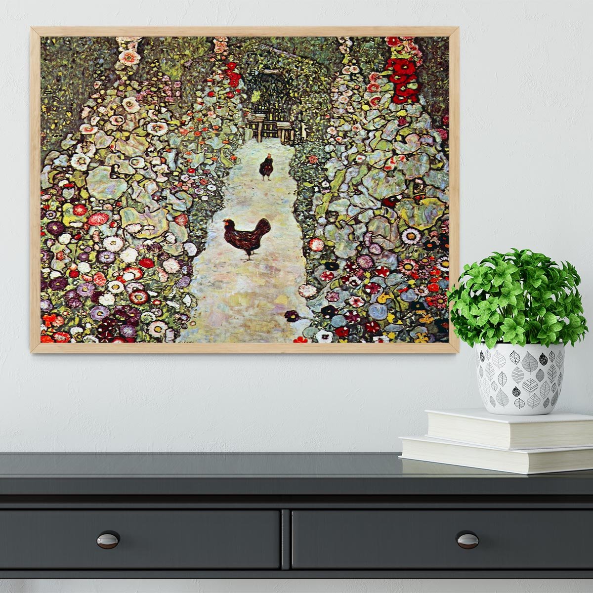Garden Path with Chickens by Klimt Framed Print - Canvas Art Rocks - 4