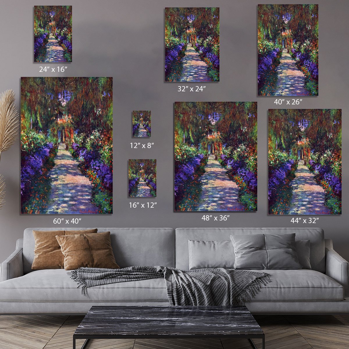 Garden at Giverny by Monet Canvas Print or Poster