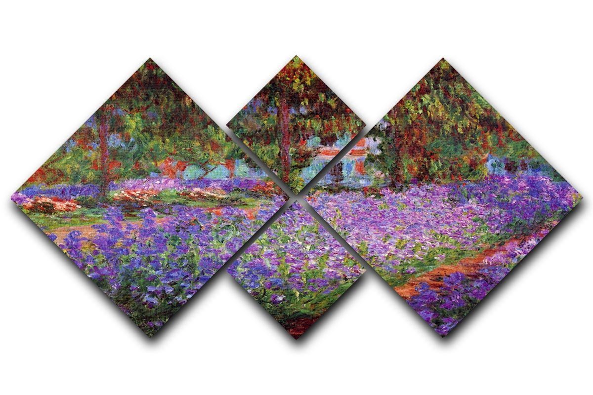 Garden in Giverny by Monet 4 Square Multi Panel Canvas  - Canvas Art Rocks - 1