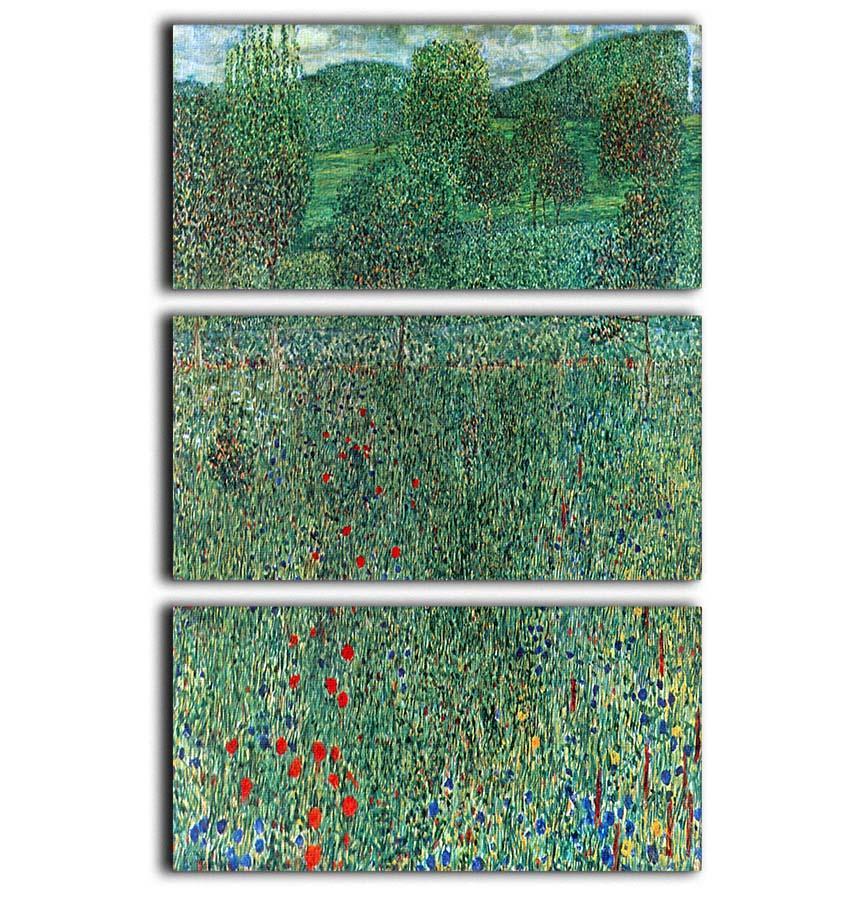 Garden landscape by Klimt 3 Split Panel Canvas Print - Canvas Art Rocks - 1