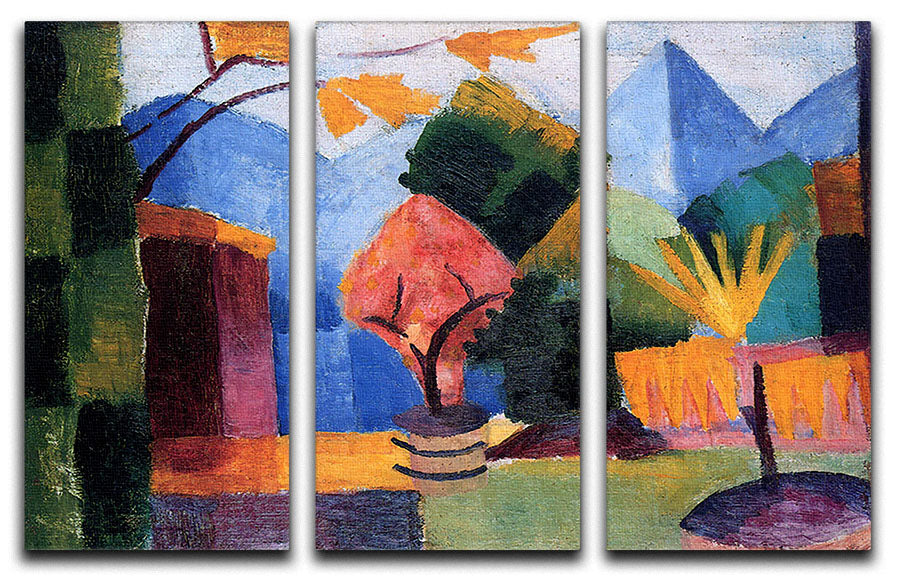 Garden on the lake of Thun by Macke 3 Split Panel Canvas Print - Canvas Art Rocks - 1