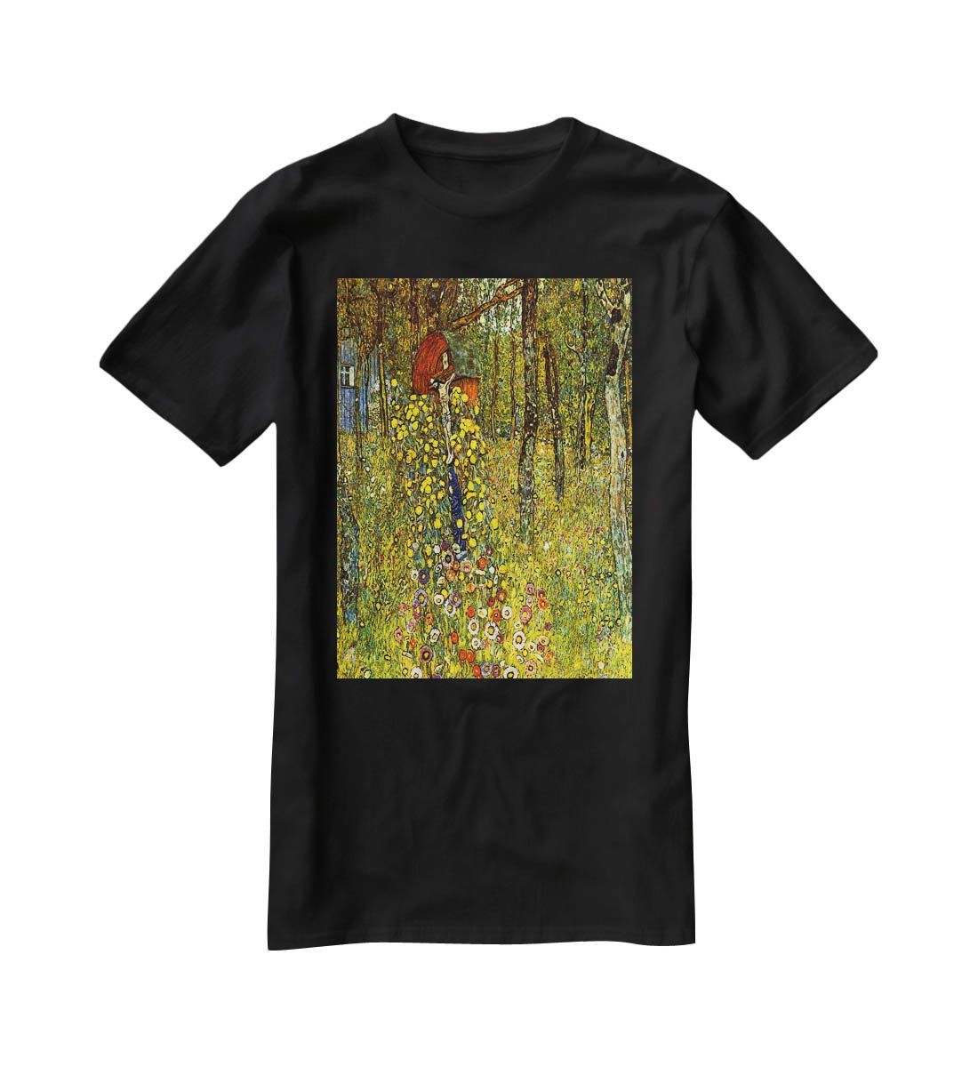 Garden with crucifix by Klimt T-Shirt - Canvas Art Rocks - 1