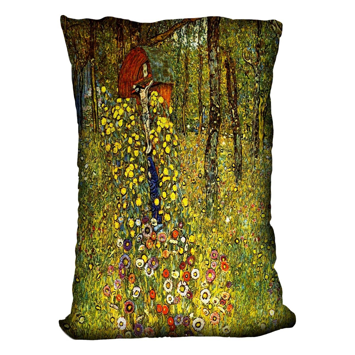 Garden with crucifix by Klimt Throw Pillow