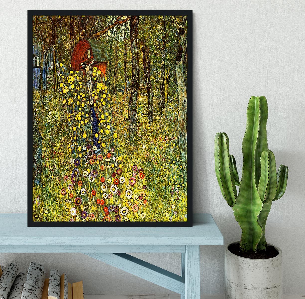 Garden with crucifix by Klimt Framed Print - Canvas Art Rocks - 2