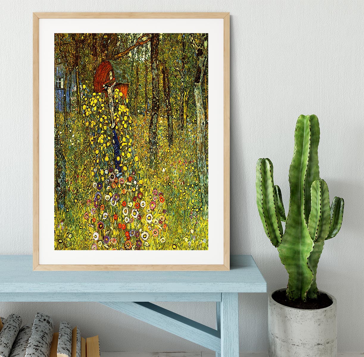 Garden with crucifix by Klimt Framed Print - Canvas Art Rocks - 3