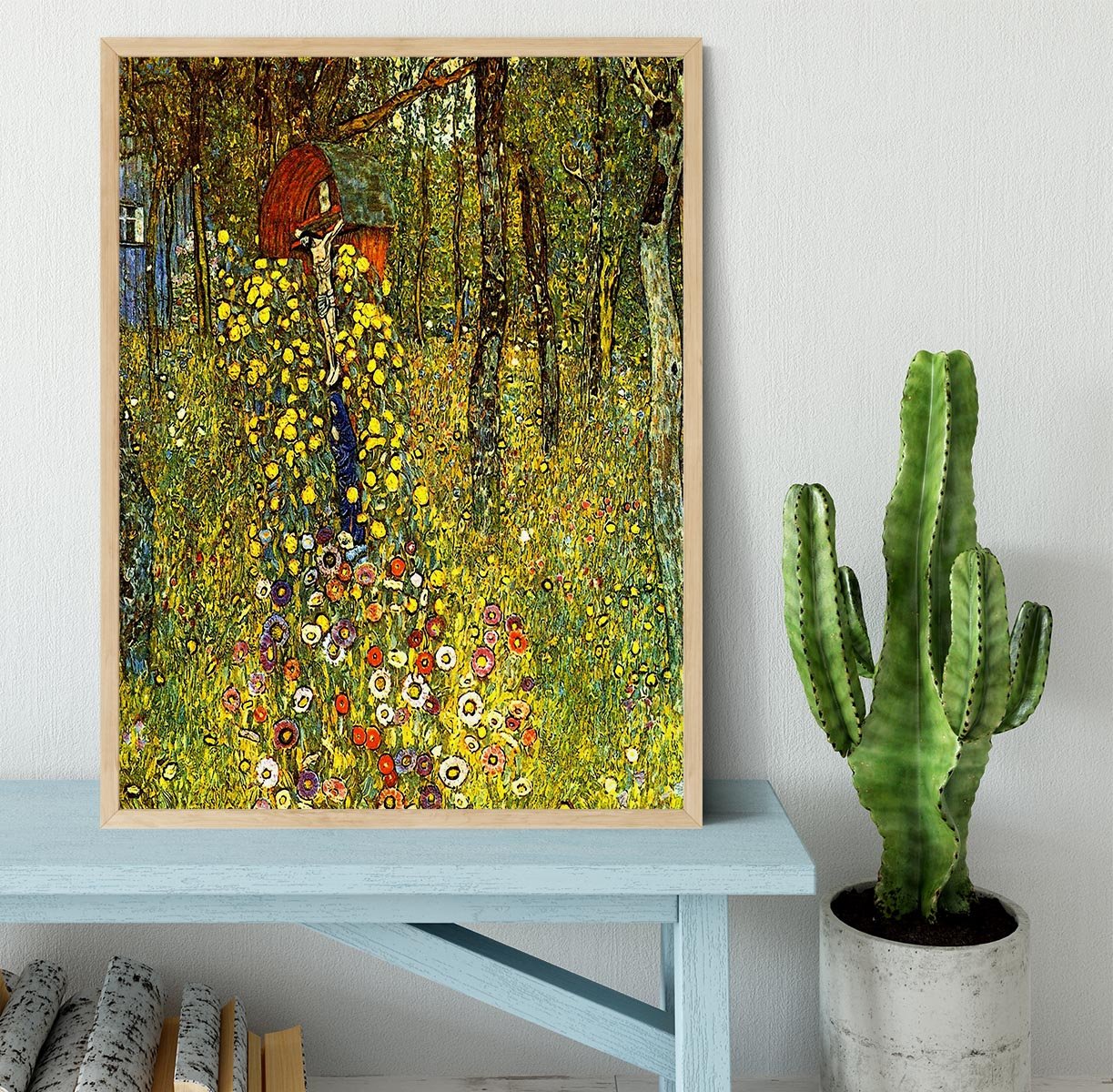 Garden with crucifix by Klimt Framed Print - Canvas Art Rocks - 4