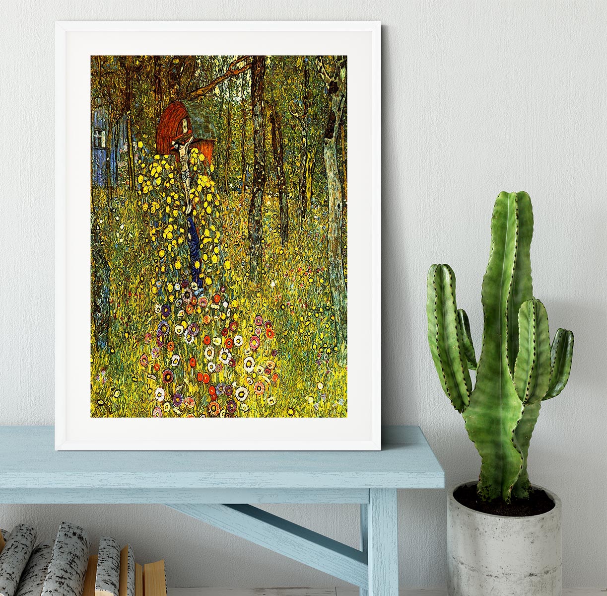 Garden with crucifix by Klimt Framed Print - Canvas Art Rocks - 5