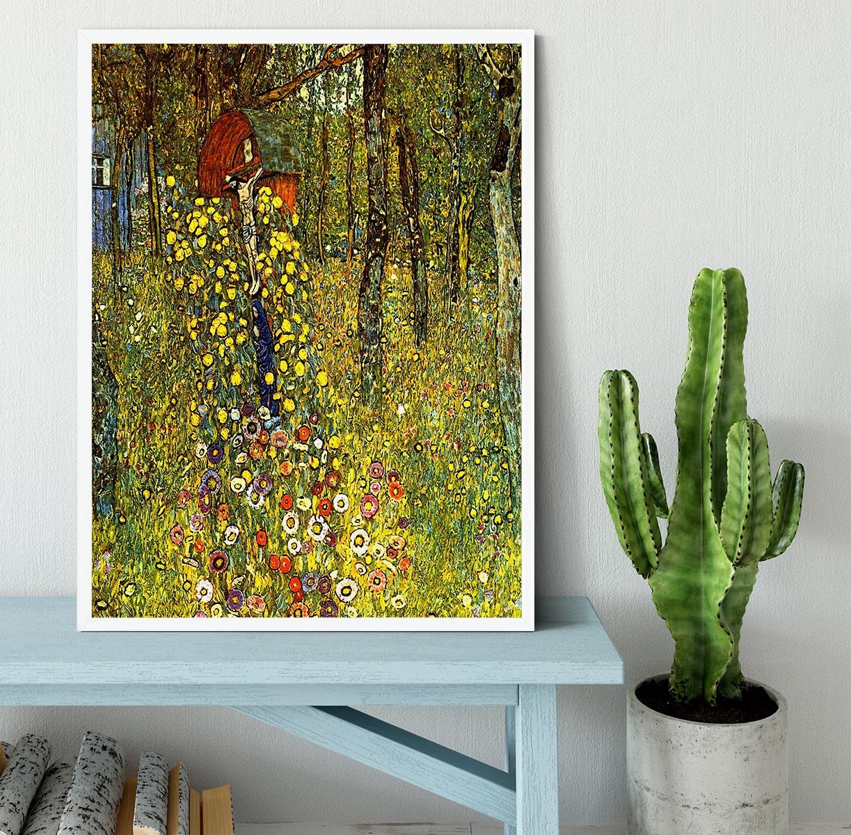 Garden with crucifix by Klimt Framed Print - Canvas Art Rocks -6