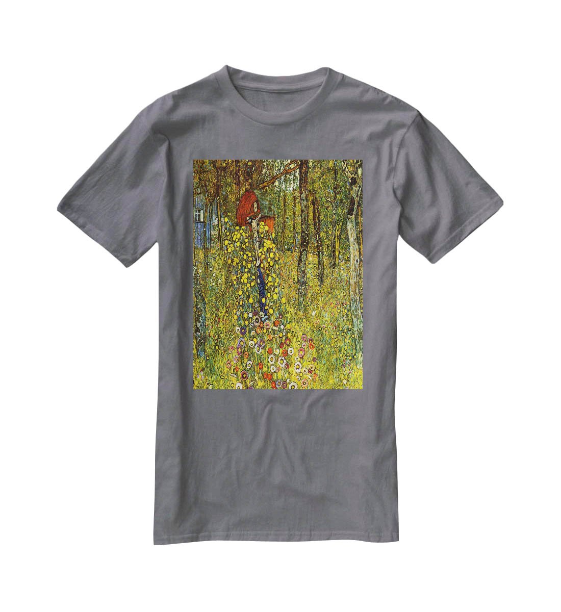 Garden with crucifix by Klimt T-Shirt - Canvas Art Rocks - 3