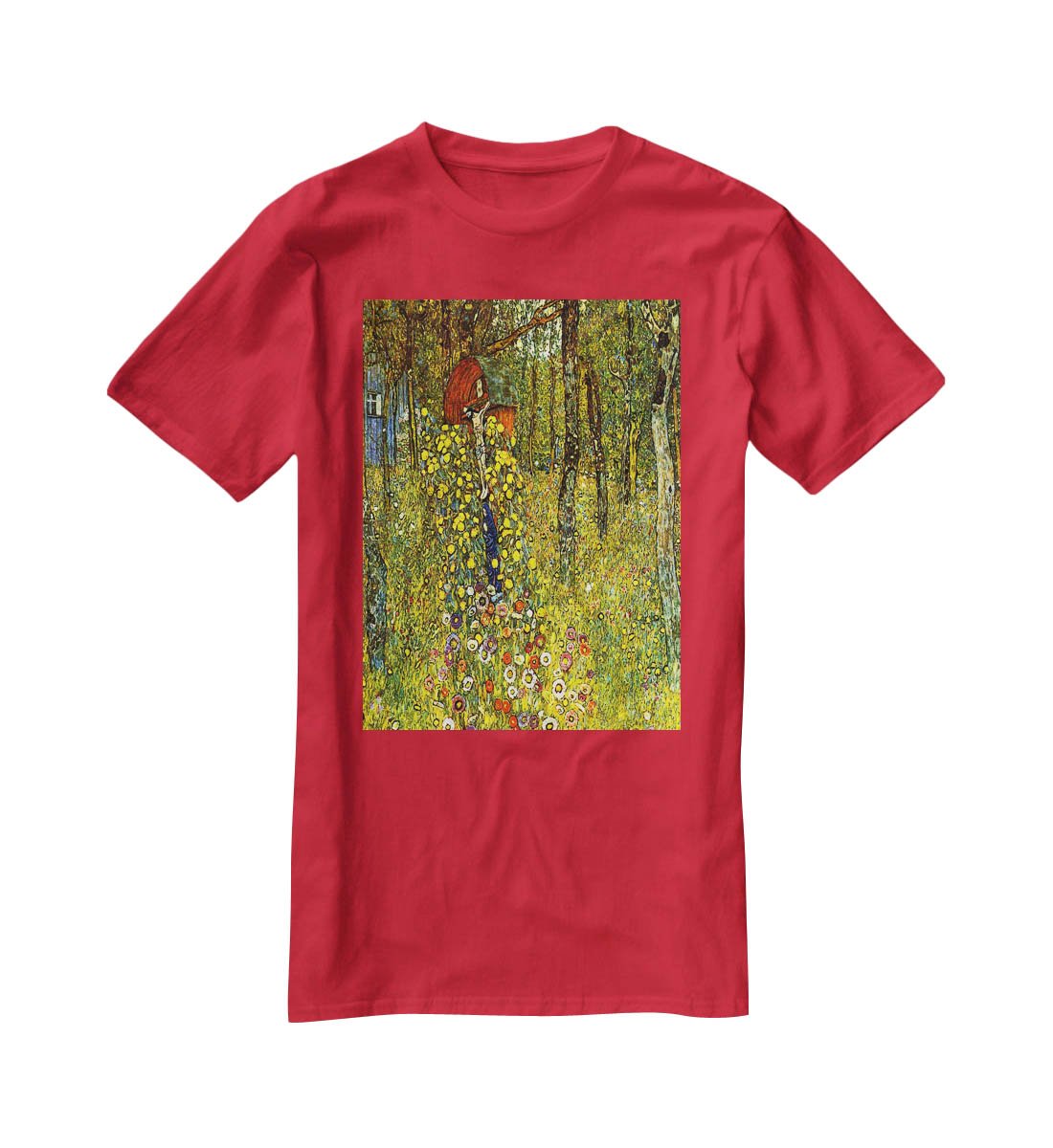 Garden with crucifix by Klimt T-Shirt - Canvas Art Rocks - 4